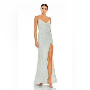 Mac Duggal mint ant silver Evening Gown. Size 2